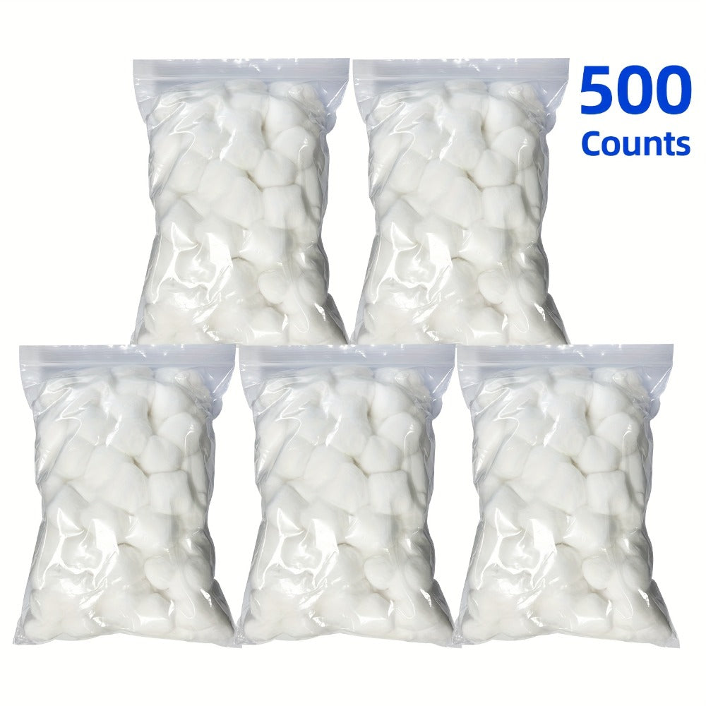 Cotton Balls 500 Count Super Jumbo Soft 100% Absorbent Premium Unscented - Makeup Removal Toner Skincare Nail Care Wound Cleaning for Sensitive Skin All Skin Types Pack of 5