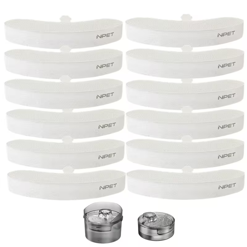 NPET DF10 Pet Water Fountain Replacement Filters – Multi-Pack Activated Carbon Filter Cartridges for Dog & Cat Water Fountain, Removes Odors & Impurities, Replace Every 4–6 Weeks | 4 / 12 / 16 / 20 / 24 Pack