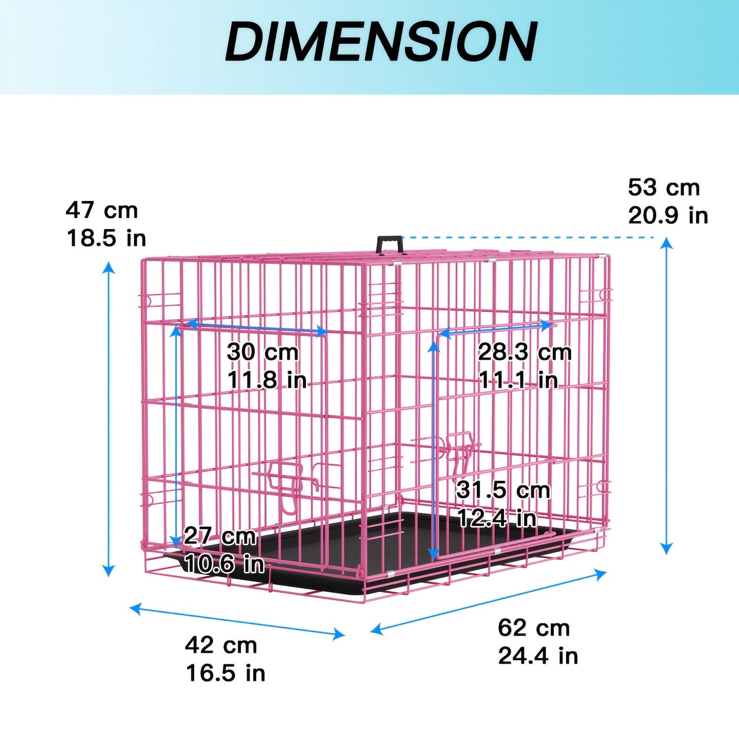 Dog Crate Foldable Metal Wire Dog Cage with Divider Panel & Leak-Proof Tray – Indoor Outdoor Dog Kennel for Small Medium Dogs, Rabbits & Small Animals, Multiple Sizes & Colors