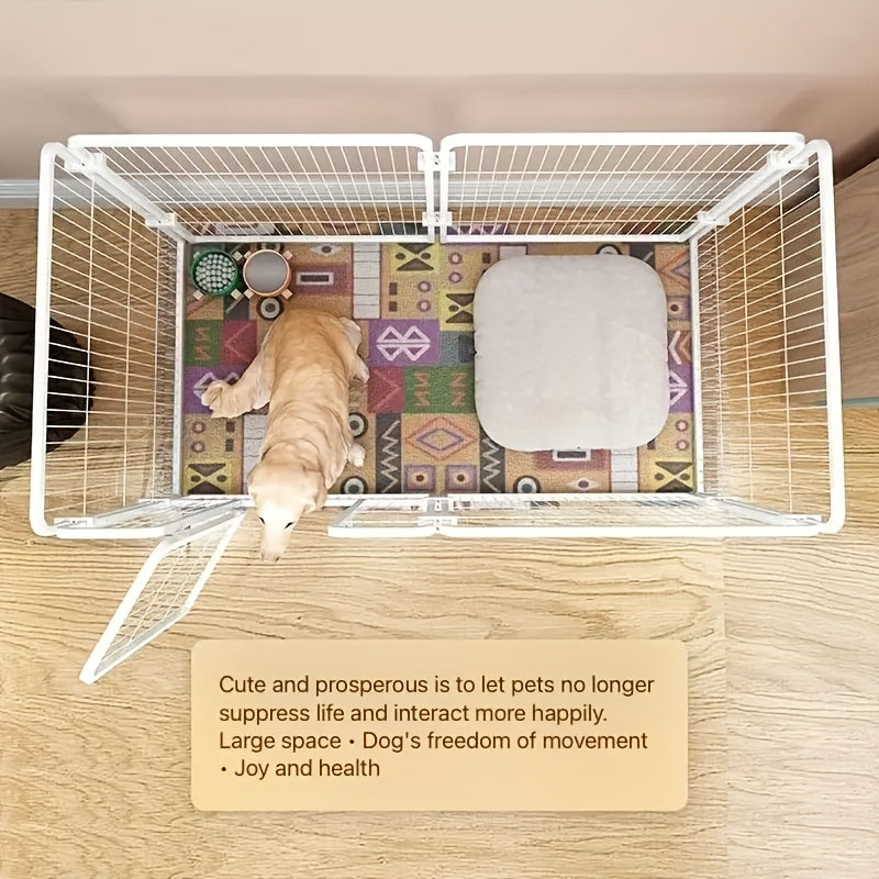 Indoor Dog Enclosure Stainless Steel Multi-Functional Playpen with Resting Play & Potty Training Areas - Flexible Modular Design for Small Medium Dogs Easy Assembly Pet Playpen