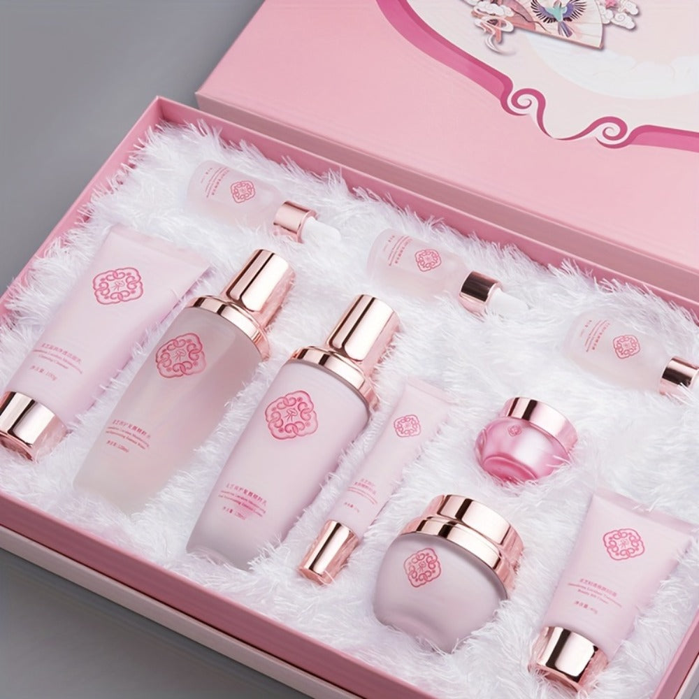 Reishi Mushroom Skincare Set 10pcs Luxury Gift Box for Women - Ganoderma Lucidum Extract Firming Anti-Aging Moisturizing Skin Care Kit All Skin Types, Thanksgiving Christmas Birthday Gift