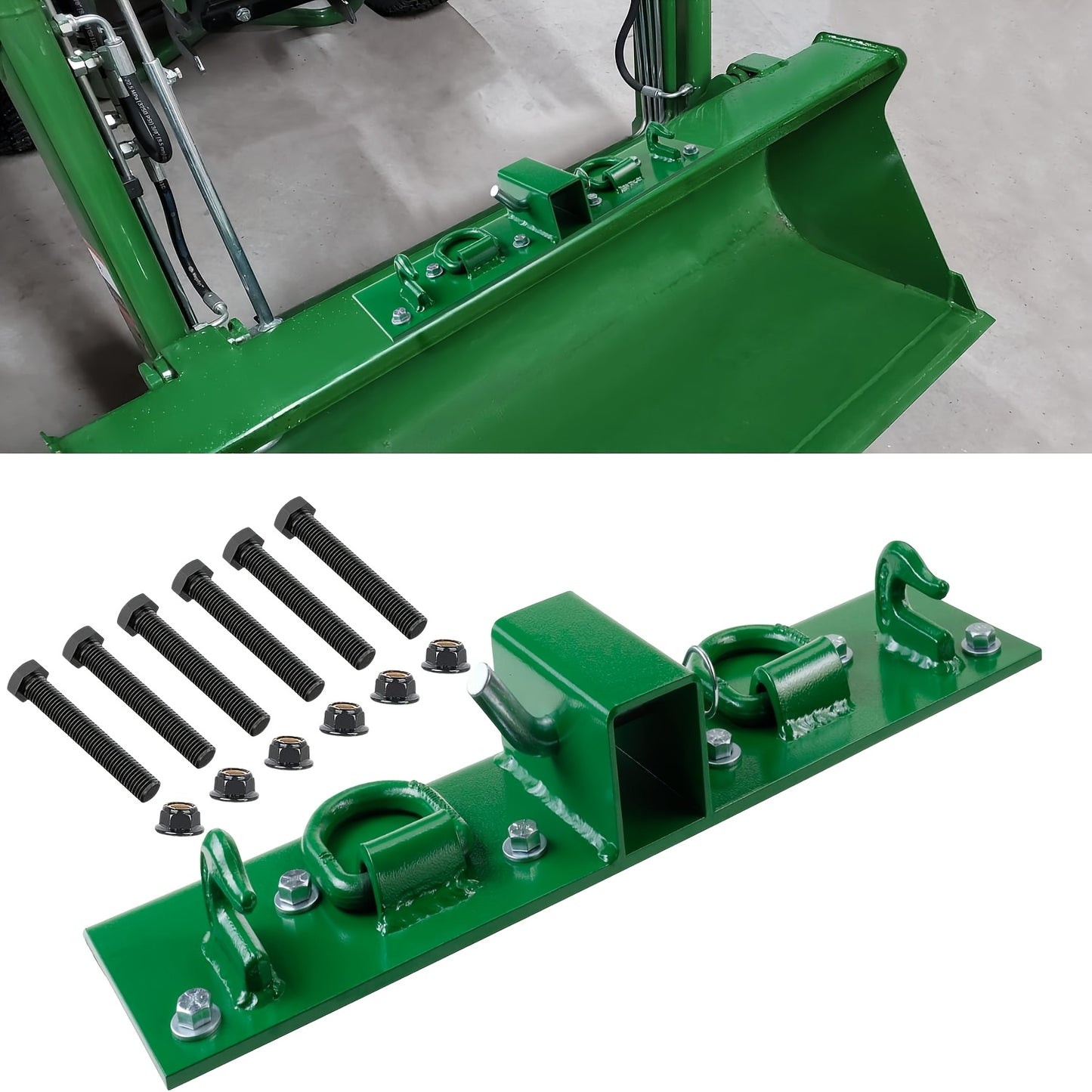 WAYWE 3/ 8" Tractor Bucket Grab Hooks with 1/ 2" Tie Down Ring And 2" Receiver Grade 70 Grade Forged Steel Bolt-On Grab Hook for Compact Tractor Bucket RV UTV Truck Max 4700LBS for Christmas Gift Father'S Day Gift New Year Present