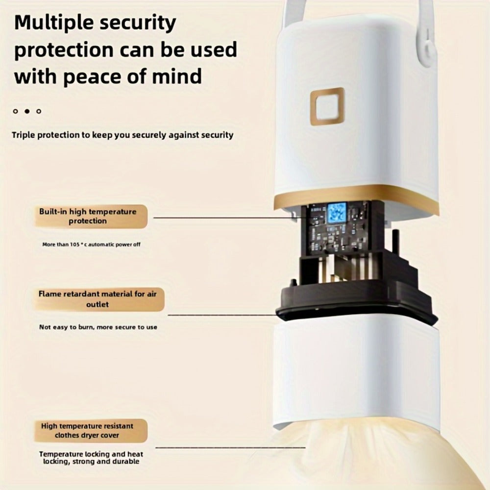 Portable Mini Dryer with Timer Function Compact Travel Clothes Dryer with Drying Bag for Delicates Underwear Small Clothing Items Apartments Dorms RVs Quick Easy Use