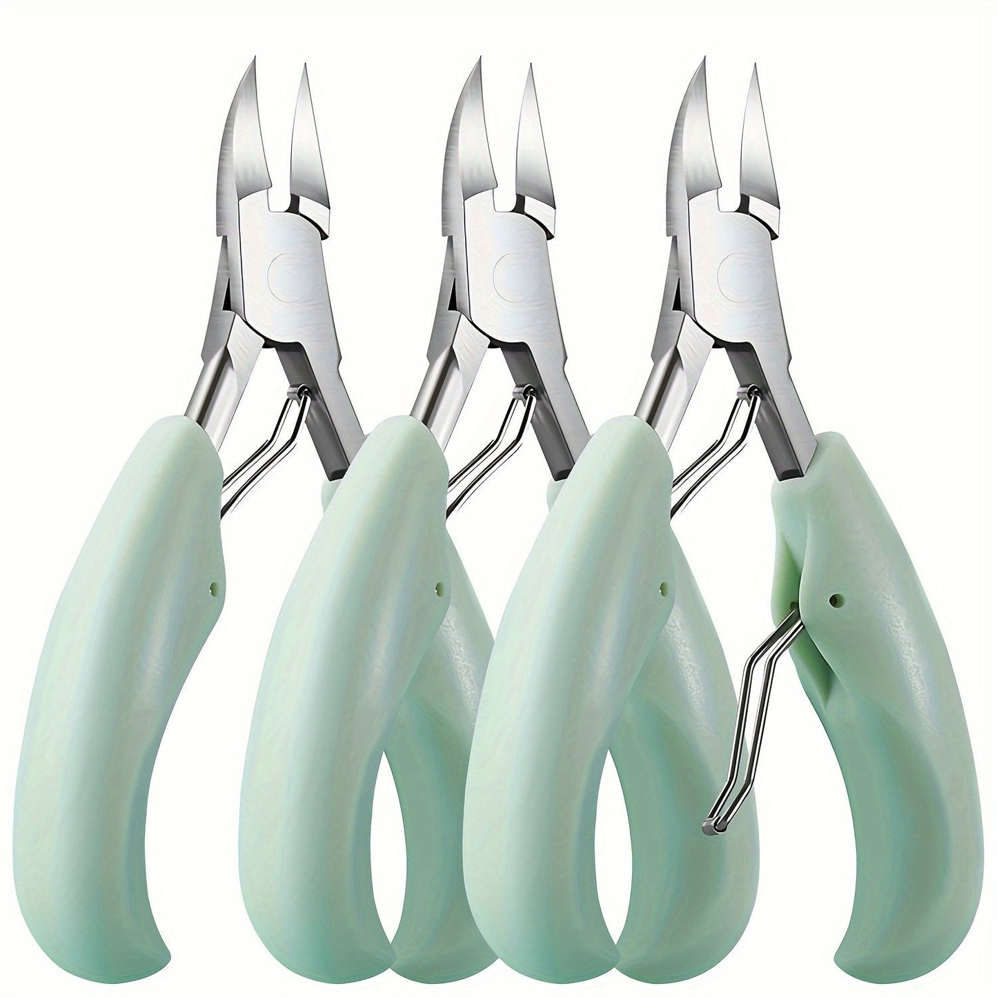 Toenail Clippers for Thick Nails & Ingrown Toenails 3 Pack Sharp Curved Blade Surgical Steel — Double Spring Ergonomic Podiatrist Nail Clipper for Men Women Seniors, Professional Pedicure Tool