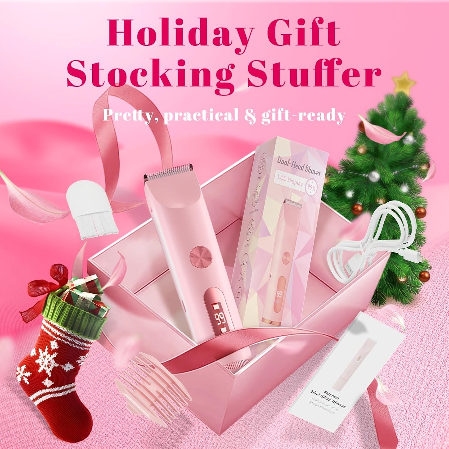 Electric Shaver for Women 4-in-1 Rechargeable Grooming Kit – Painless Hair Remover Eyebrow Trimmer Nose Hair Bikini Trimmer, Portable Body Hair Removal Face Legs Underarms, Beauty Gift for Her
