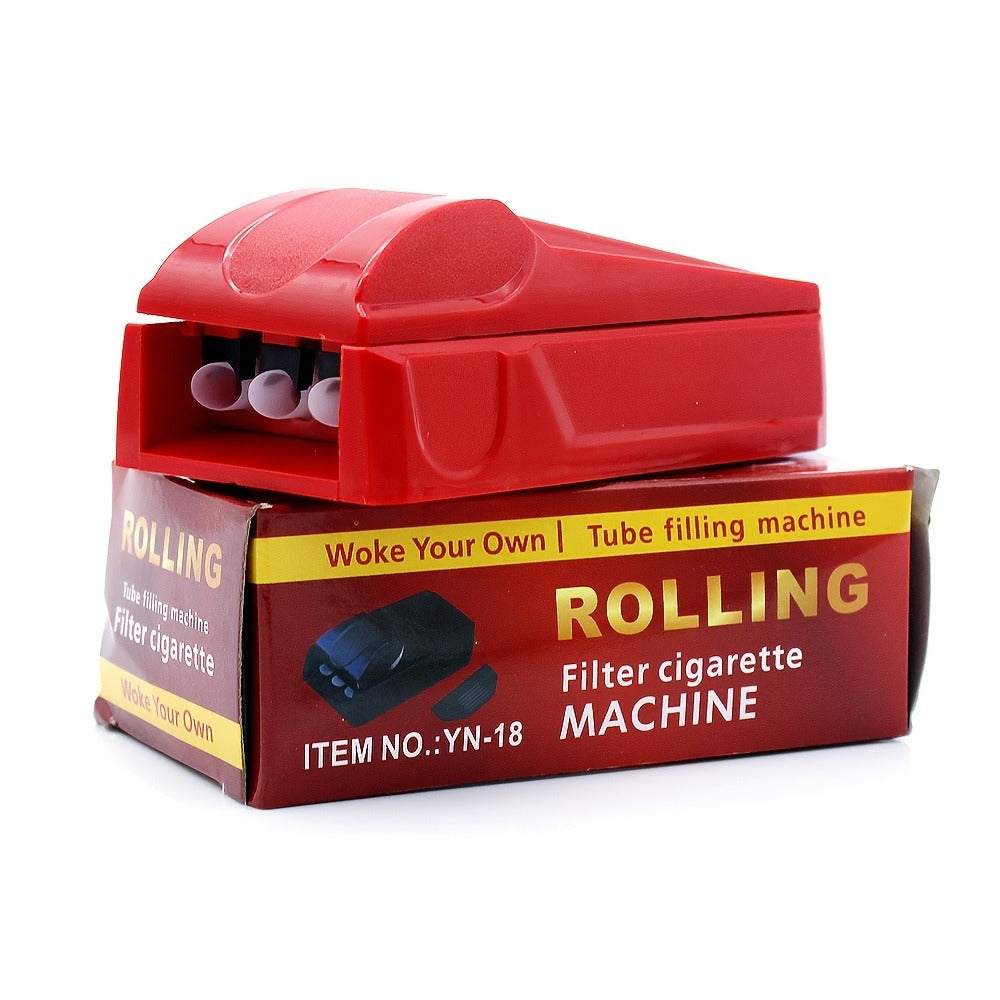 Manual Cigarette Rolling Machine 3-Tube Filler – Portable Durable Plastic Cigarette Roller, Easy-to-Use Tobacco Rolling Tool for Daily Use, Compact Smoke Roller Random Color (1pc)