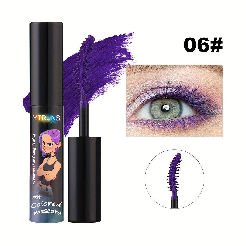 Colored Mascara Waterproof Long-Lasting YT1RUNS Volume Lengthening Curling Lash Formula | 6 Shades White Blue Purple Pink | Plant Squalane | Daily & Party Wear