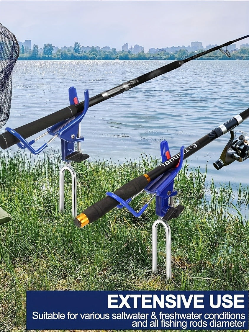 Fishing Rod Holder Ground Stake 360° Adjustable 2pcs Set, Heavy Duty Shore & Beach Rod Bracket Stand for Surf Fishing, Bank Fishing & Outdoor Angling, Reinforced Pole Support Holder