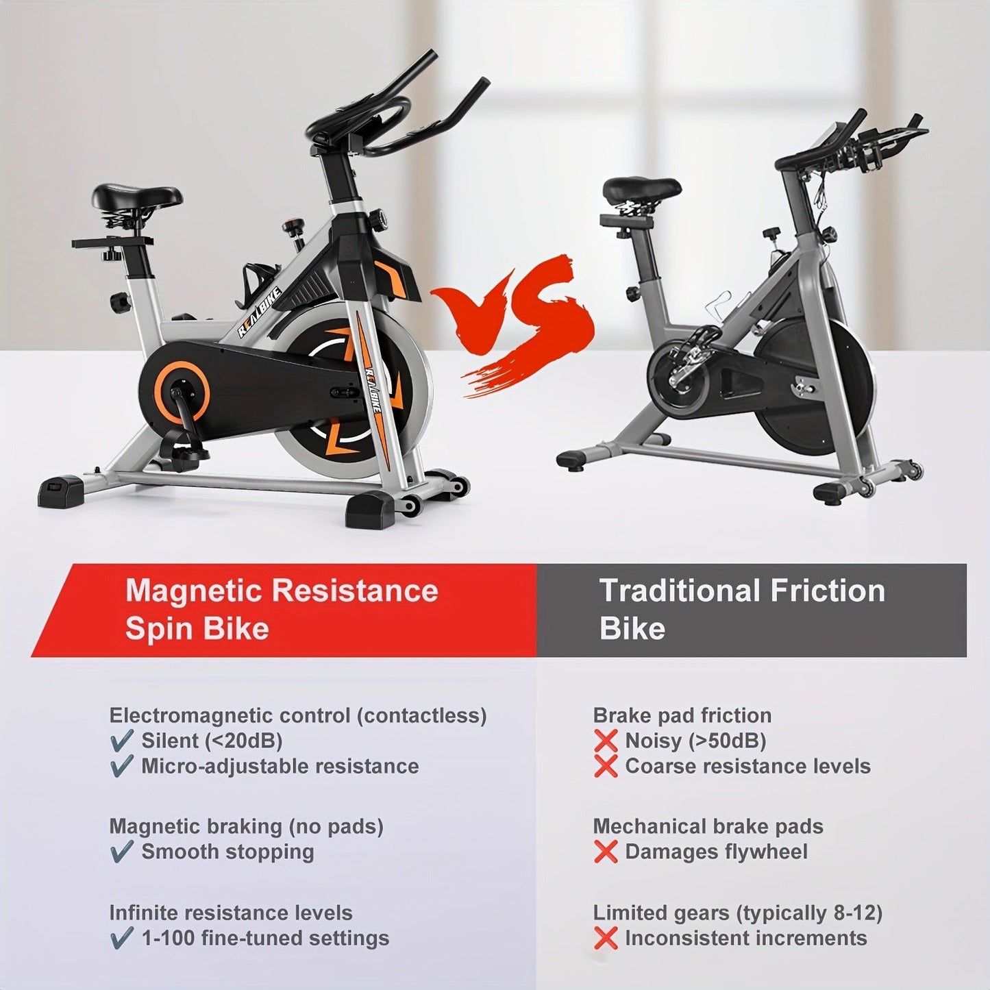 Stationary Bike Silent Indoor Cycling Bike 330LB Capacity Adjustable Resistance LCD Monitor Tablet Holder Home Cardio Workout