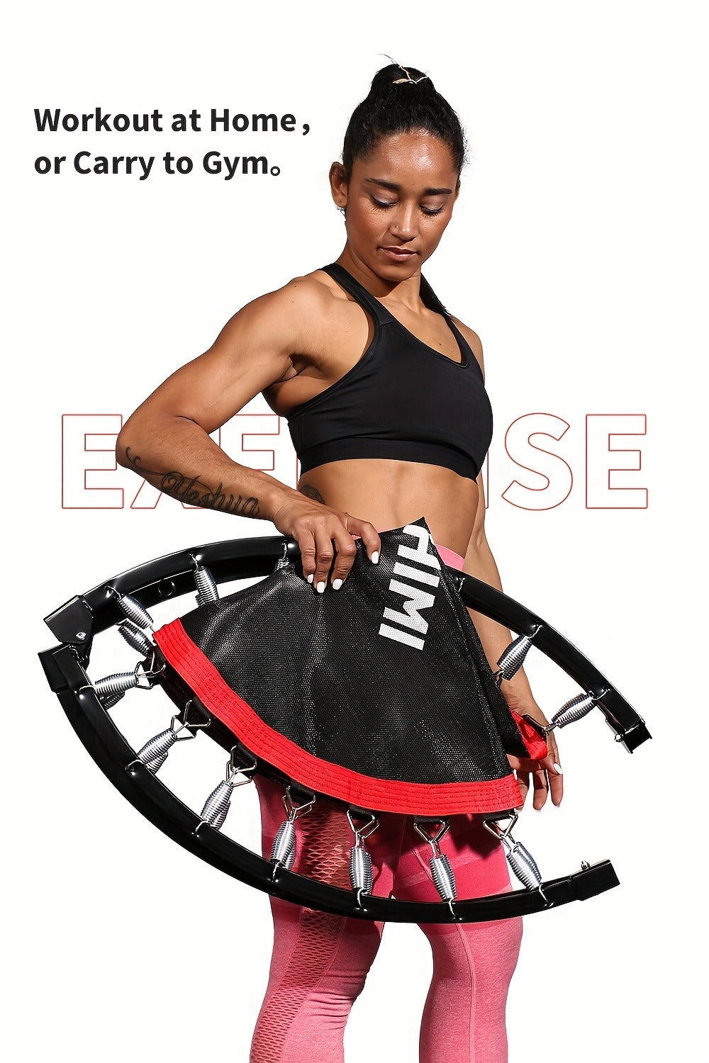 Mini Trampoline Rebounder 40 Inch Folding Indoor Fitness Trampoline with Handle Bar Max Load 450lbs for Adults Home Workout Exercise