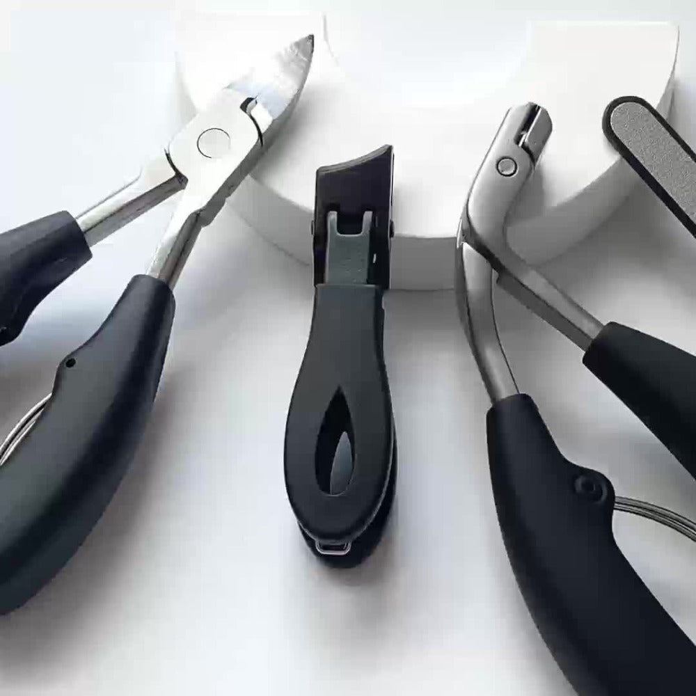 Heavy Duty Toenail Clipper Kit 4 Piece Stainless Steel | Convex Blade Ingrown Toenail Cutter with Nail File Ergonomic Non-Slip Handle | Thick Overgrown Nail Care Set for Men Women Seniors Diabetic Foot Care