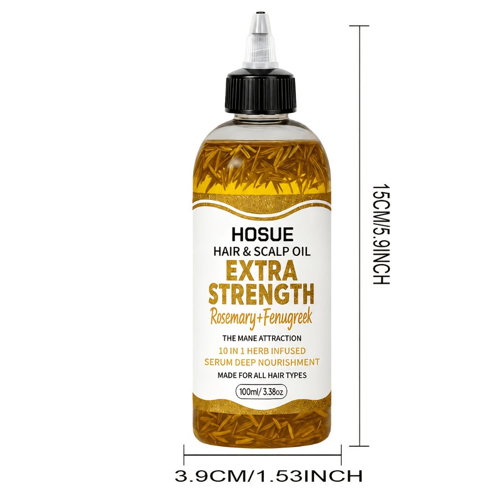 Fenugreek & Rosemary Hair Growth Oil 10-in-1 — Batana Argan Pumpkin Seed Scalp Nourishing Strengthening Repair Serum for Thinning Hair, Women & Men, 3.4oz