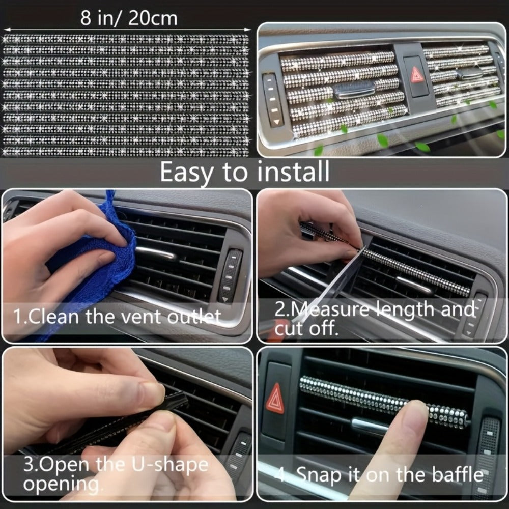 Bling Car Accessories Set 27pcs - Glitter Steering Wheel Cover 15 Inch, Bling License Plate Frame, Phone Holder & Car Coasters for Women & Men