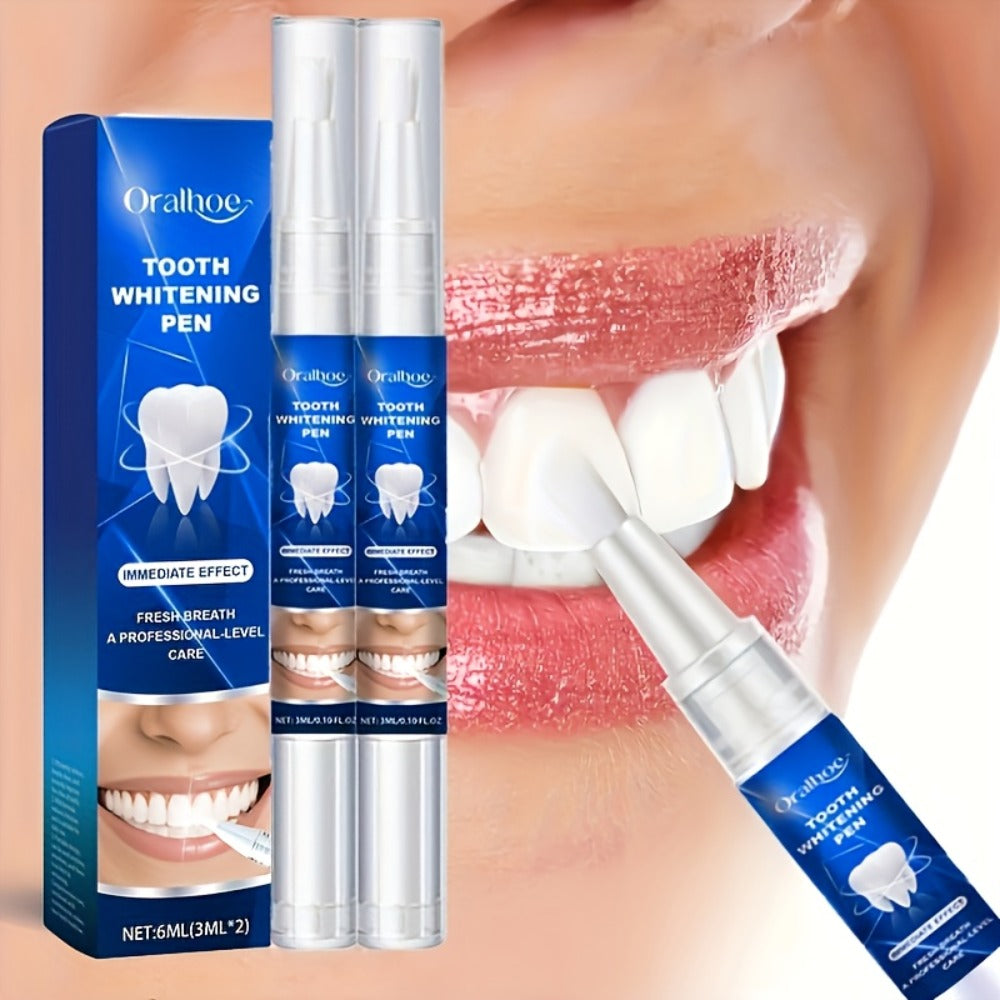 Teeth Whitening Pen 2-Pack – Gluten-Free Gel Formula for Yellow Teeth, Gentle Deep Cleaning & Bright White Smile, Mint Fresh Breath, Travel-Friendly Pen Design for Daily Oral Care & On-the-Go Whitening