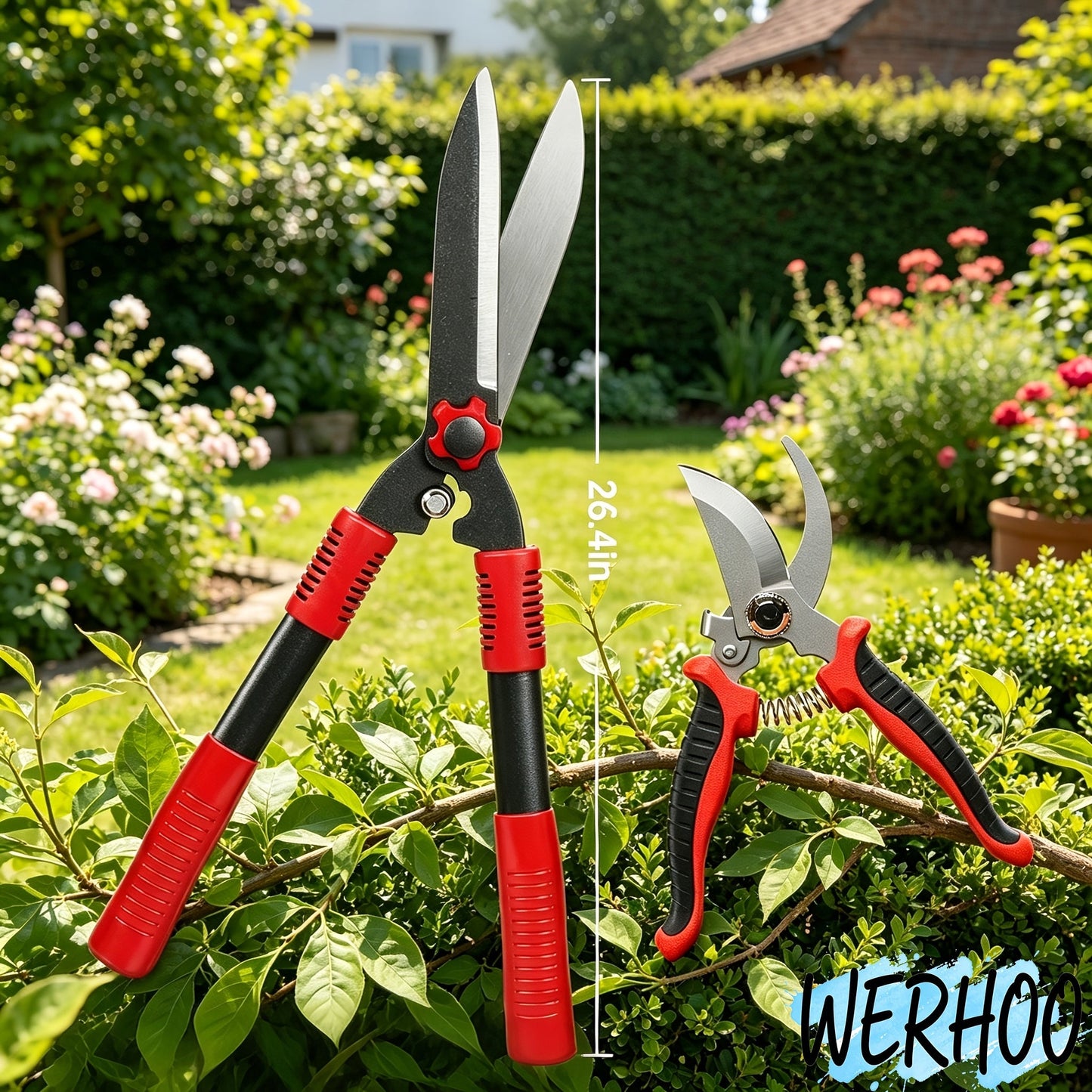 Garden Pruning Shears Set Loppers Hedge Shears & Hand Pruner Combo – Heavy Duty Alloy Steel Branch Cutter Kit with Compound Action, Ergonomic Grip for Yard Lawn Tree Shrub Trimming Indoor Outdoor