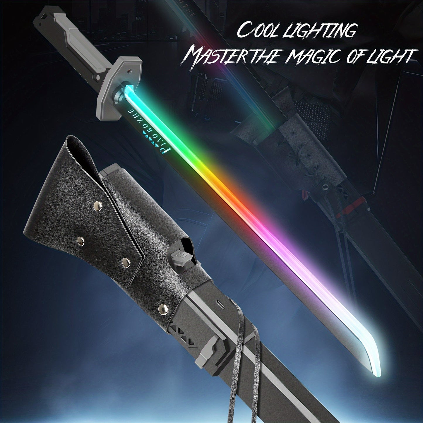 LED Katana Sword 31.5" Pro Cosplay Light Katana with Ejecting Spark, Water Mist, Multi-Color LED & Sound Effects – Type-C Rechargeable Luminous Saber for Teens Adults Vlog Role Play Gift