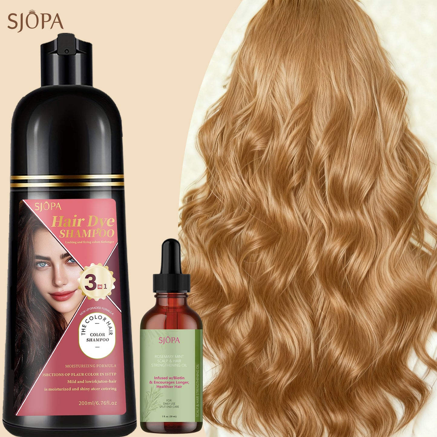 Hair Color Dyeing Shampoo 3-in-1 with Plant Squalane & Glycerin — Colors, Conditions & Cleanses in One Wash | No Developer Needed | 10 Shades | Easy At-Home Hair Coloring for Women & Men