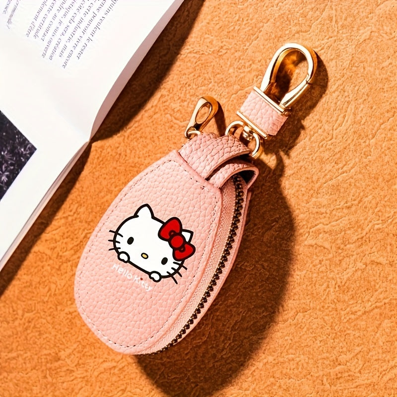 Sanrio'S for Hello Kitty Key Bag - Black Car Key Storage Bag with Golden Zipper, Multi Functional Keychain, Compact Design, Suitable for Home Use, Key Storage Organizer, Suitable for Hello Kitty Additions