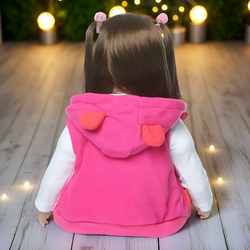Princess Reborn Baby Doll 24 Inch Long Dark Hair – 60cm Handmade Newborn Girl Soft Vinyl & Cloth Body, Rosy Cheeks, Open Eyes, Birth Certificate & Outfit Included, Lifelike Gift for Kids & Collectors