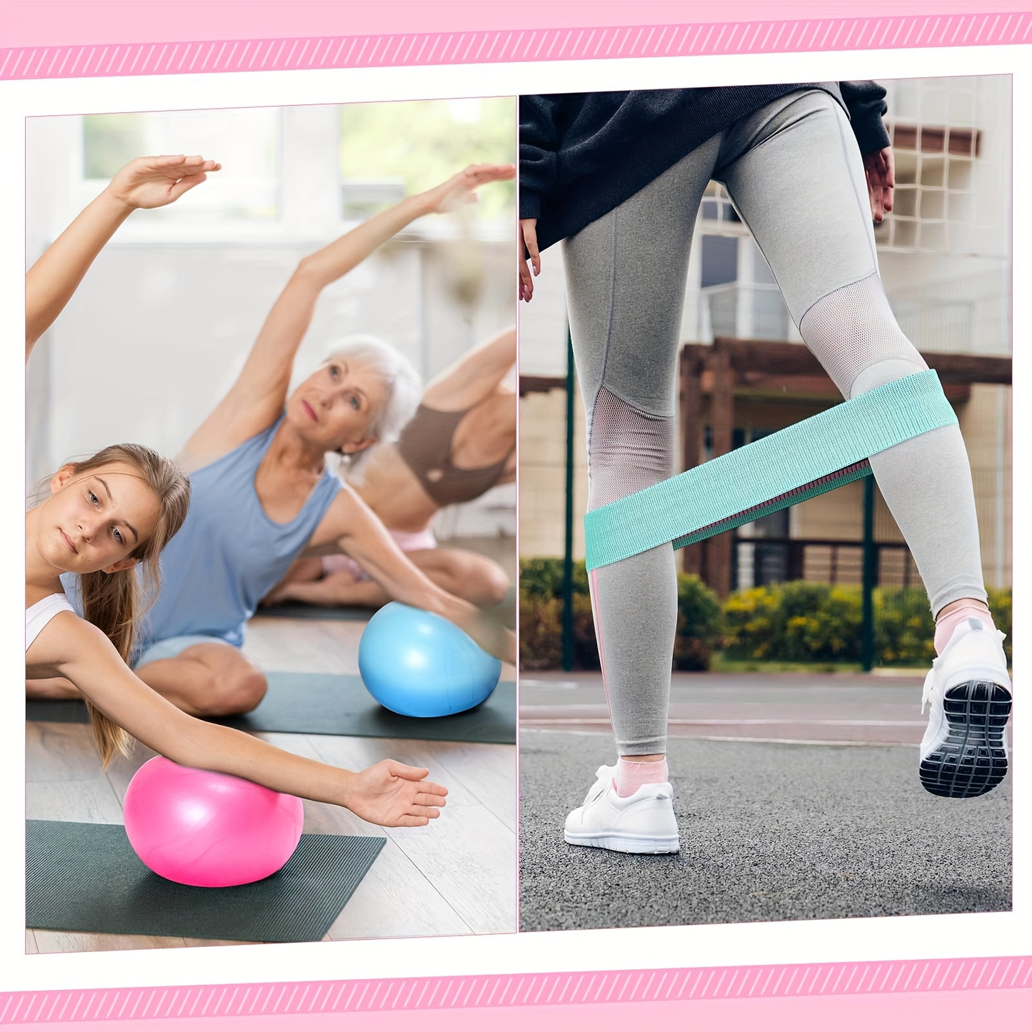Pilates Ball & Ring Set 14-Piece for Women – Magic Circle, Mini Ball, 8 Resistance Bands, Stretching Strap, Non-Slip Socks & Gym Bag, Complete Home Workout Kit, Pink Green Blue