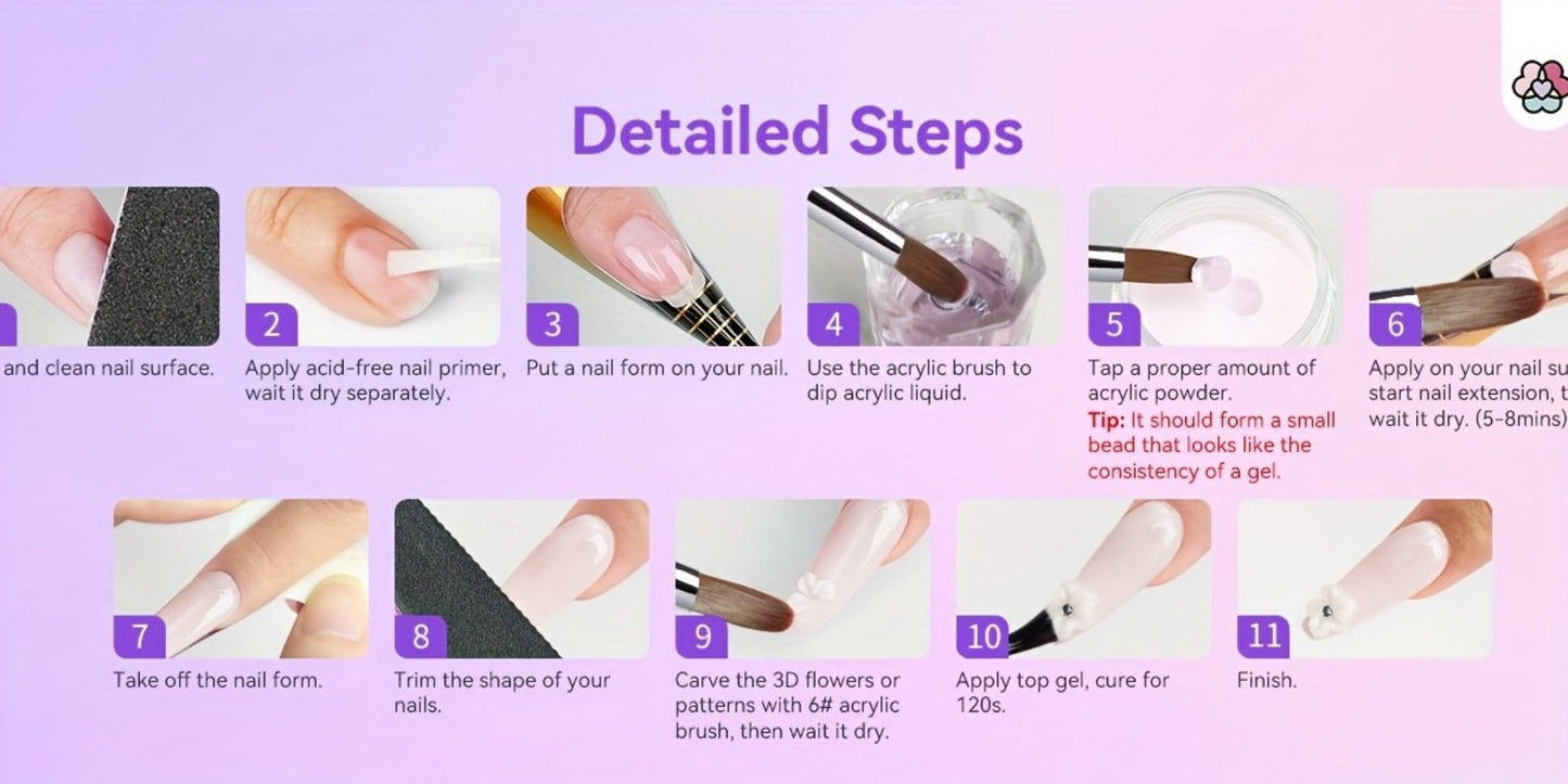 Odorless Acrylic Nail Liquid Monomer 8oz EMA Low Fume with Castor Oil & Vitamin E – MMA-Free Salon Grade Formula with Nail Brush Dappen Dish Mat for Healthy Nail Extensions