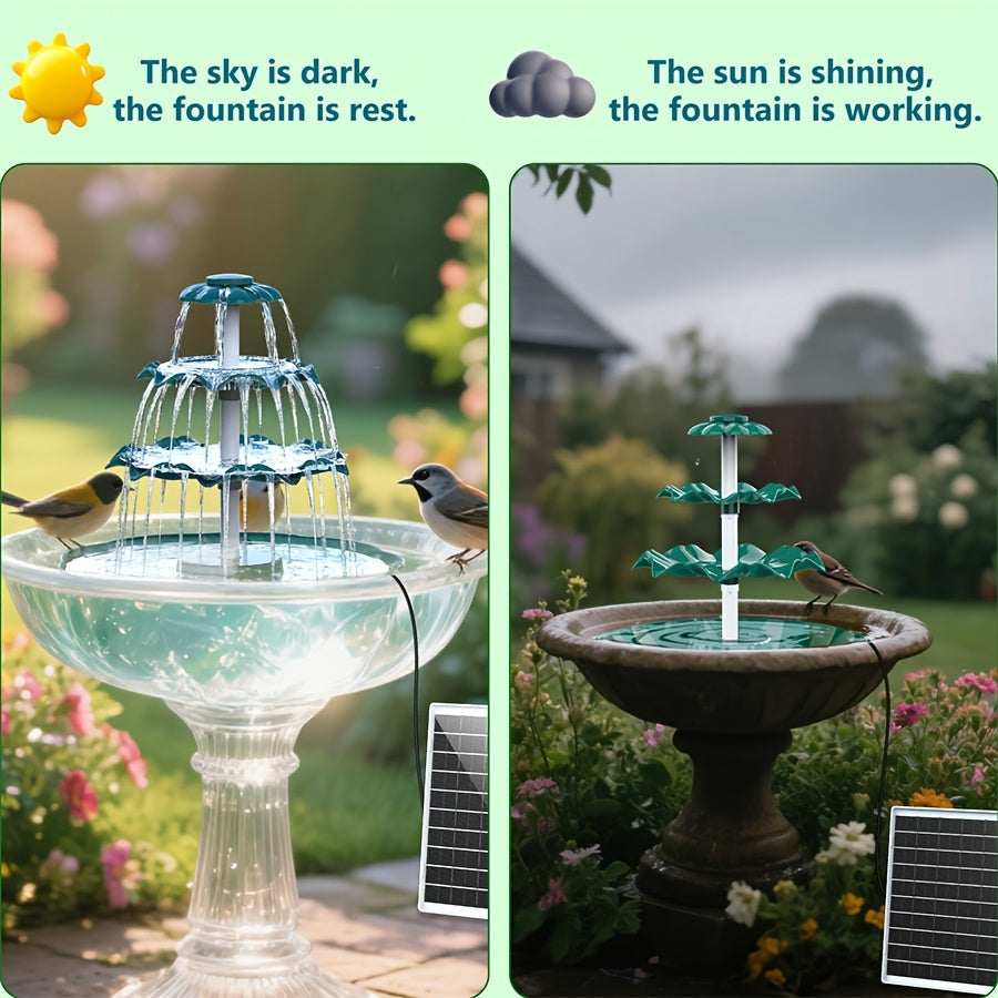Solar Garden Fountain 3-Layer Wave 6.5W IPX8 Dark Green DIY