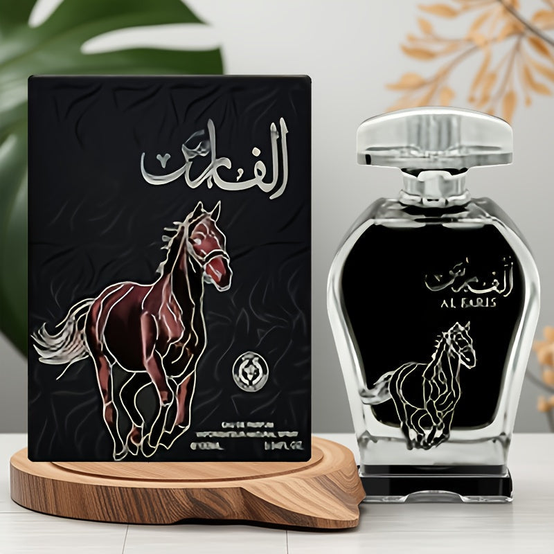 AL FARIS Black Mustang Men Cologne Eau de Parfum 3.38 oz 100ml Dubai Arabian Oriental Fragrance Long Lasting Woody Oud Musk Spray
