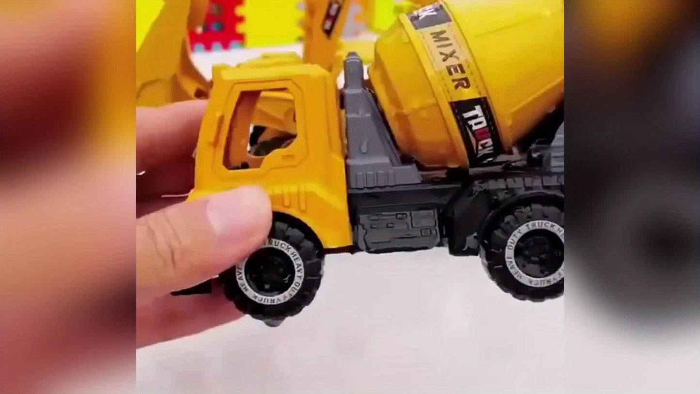 Construction Vehicle Toy Set for Kids – 4PCS Large Shatterproof Excavator, Mixer, Dump Truck & Bulldozer Engineering Cars, Push & Pull-Back Toy Trucks for Toddlers Ages 2+, Birthday Gift for Boys