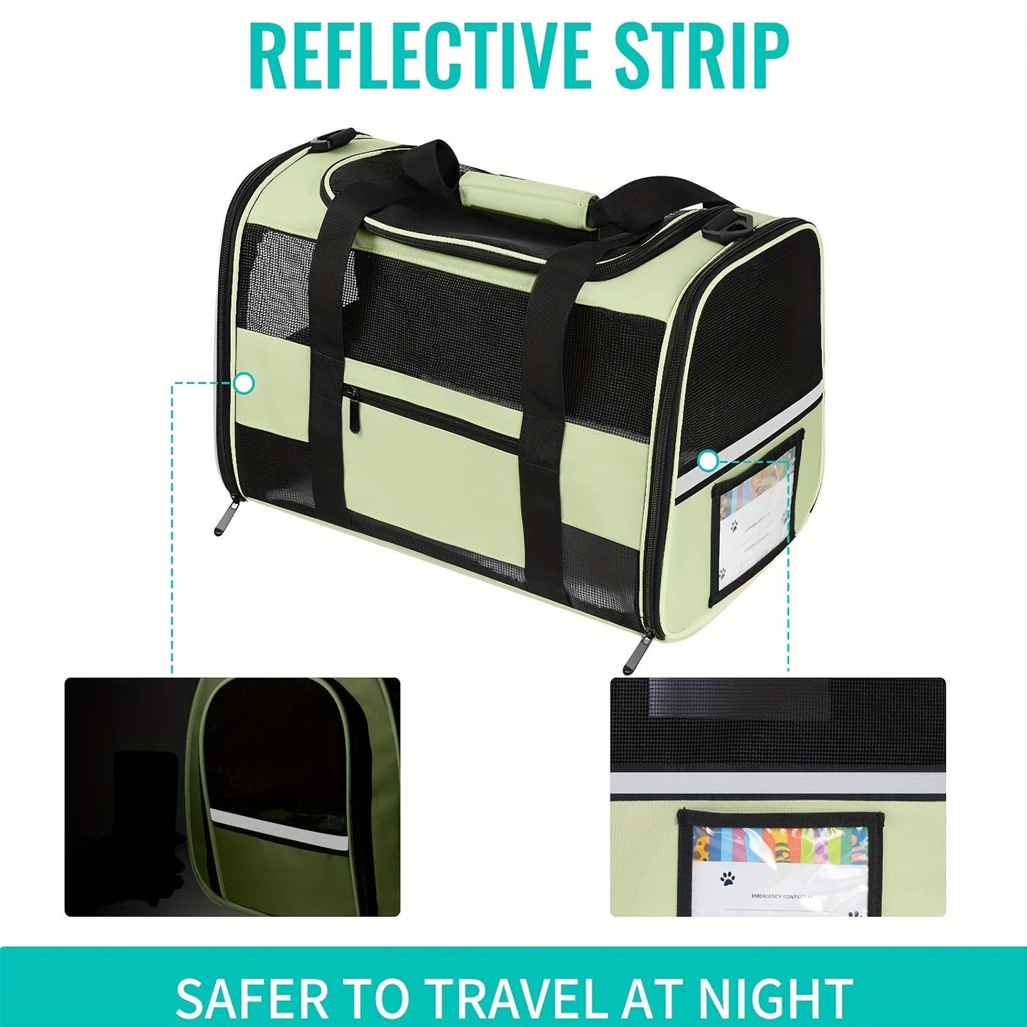 Airline Approved Soft-Sided Pet Carrier | TSA Collapsible Cat & Dog Travel Bag with Fleece Lining, Foldable Bowl, Mesh Ventilation, Safety Zippers, Shoulder Strap & ID Holder for Small Medium Pets