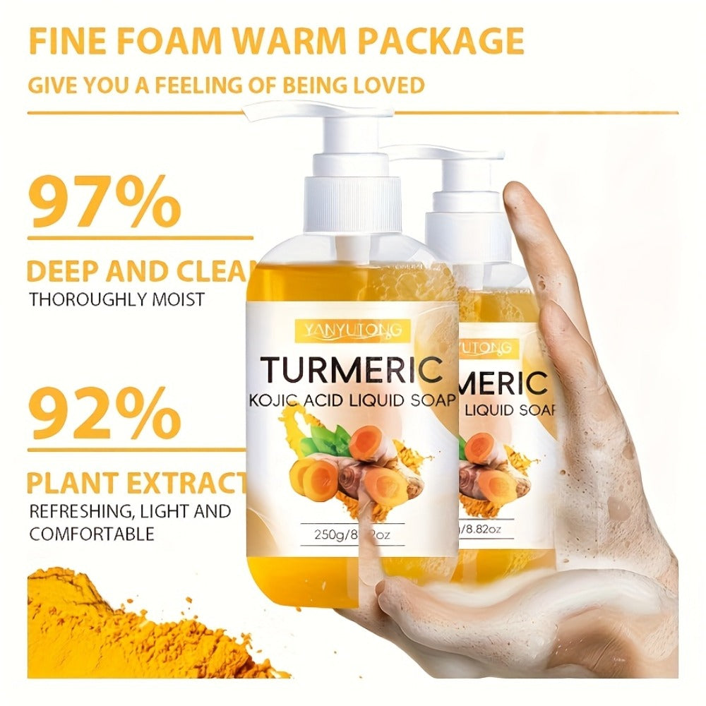 Turmeric Kojic Acid Body Wash 250g Deep Cleansing Skin Brightening - Rich Foam Liquid Soap for Dark Spots Hyperpigmentation Even Skin Tone Moisturizing Shower Gel All Skin Types 8.82 oz