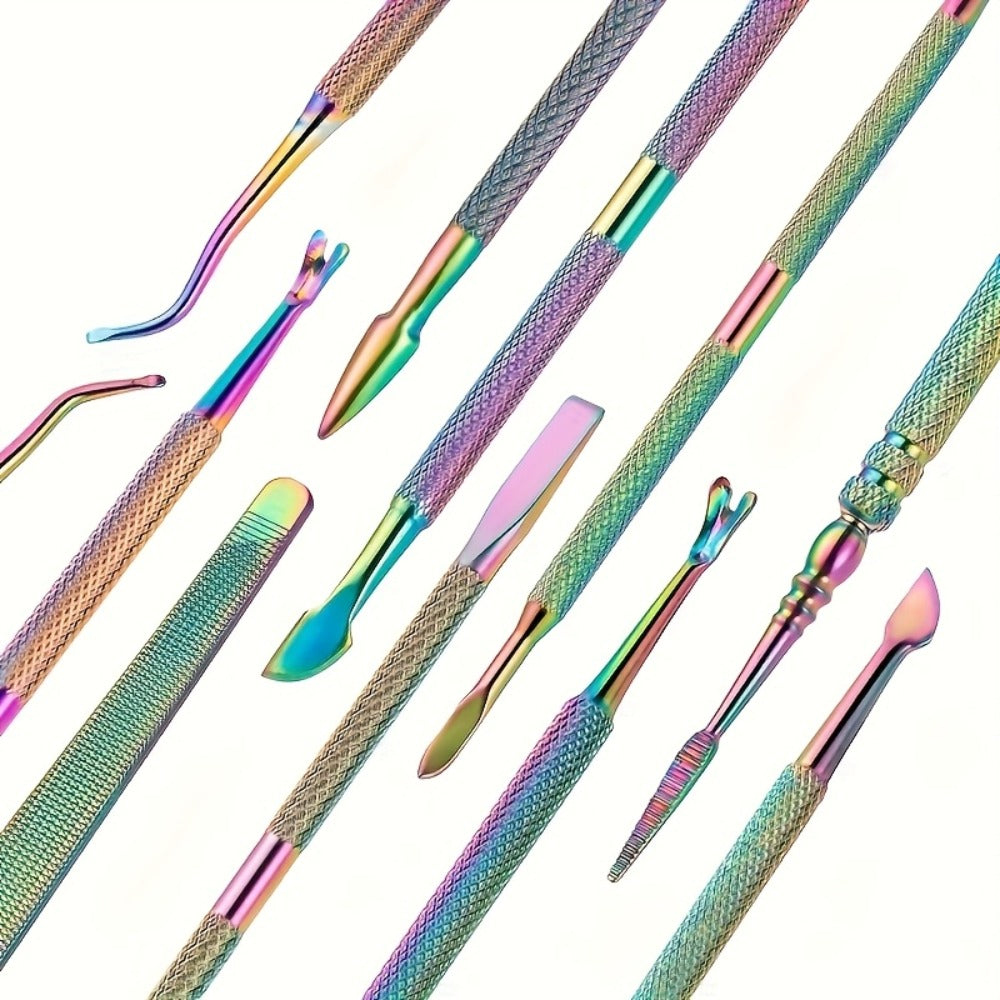 Nail Tech Kit 15pcs Professional Stainless Steel – Cuticle Nipper & Pusher Nail File Gel Polish Remover Complete Manicure Pedicure Tools with Storage Box, Salon & Home Nail Care Set Gift for Nail Technicians
