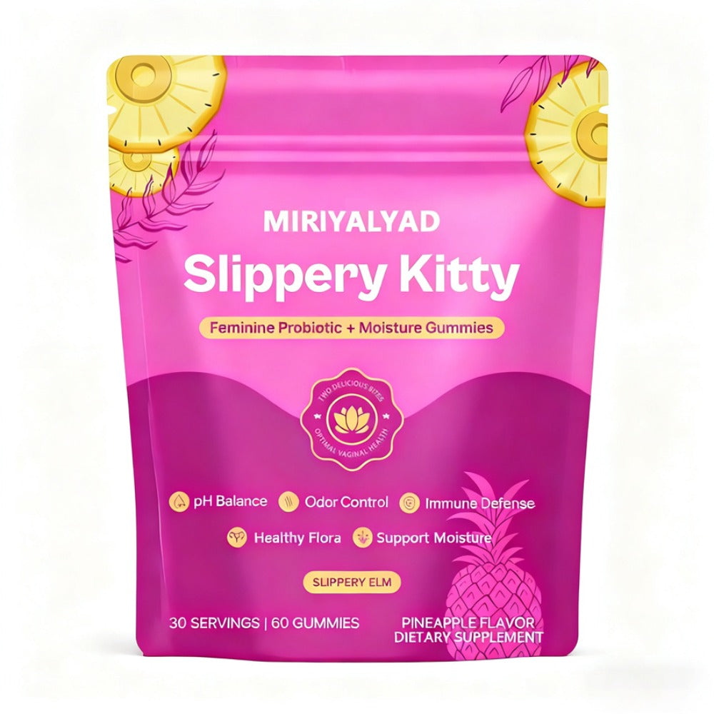 Feminine Probiotic Gummies 60-Count 30-Day Supply with Bacillus Coagulans & Slippery Elm - pH Balance Odor Control Vaginal Moisture Support - Vegan Gluten-Free Pineapple Flavor Women