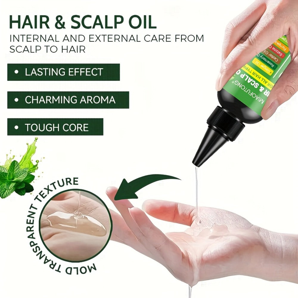 Hair Care Oil 9-in-1 with Turmeric, Rosemary, Castor Oil & Biotin - Deep Hydration, Frizz Control & Smoothness, Plant-Based Squalane, All Hair Types, Men & Women, 100ml