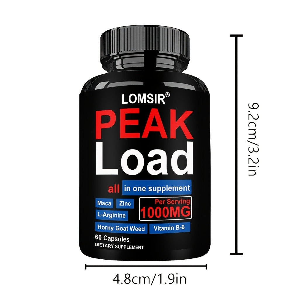 Men's 7-in-1 Performance Capsules 1000mg with L-Arginine, Zinc & Vitamin B6 - Botanical Blend for Energy, Testosterone, Blood Flow & Male Vitality - Stimulant-Free Daily Supplement 60 Count