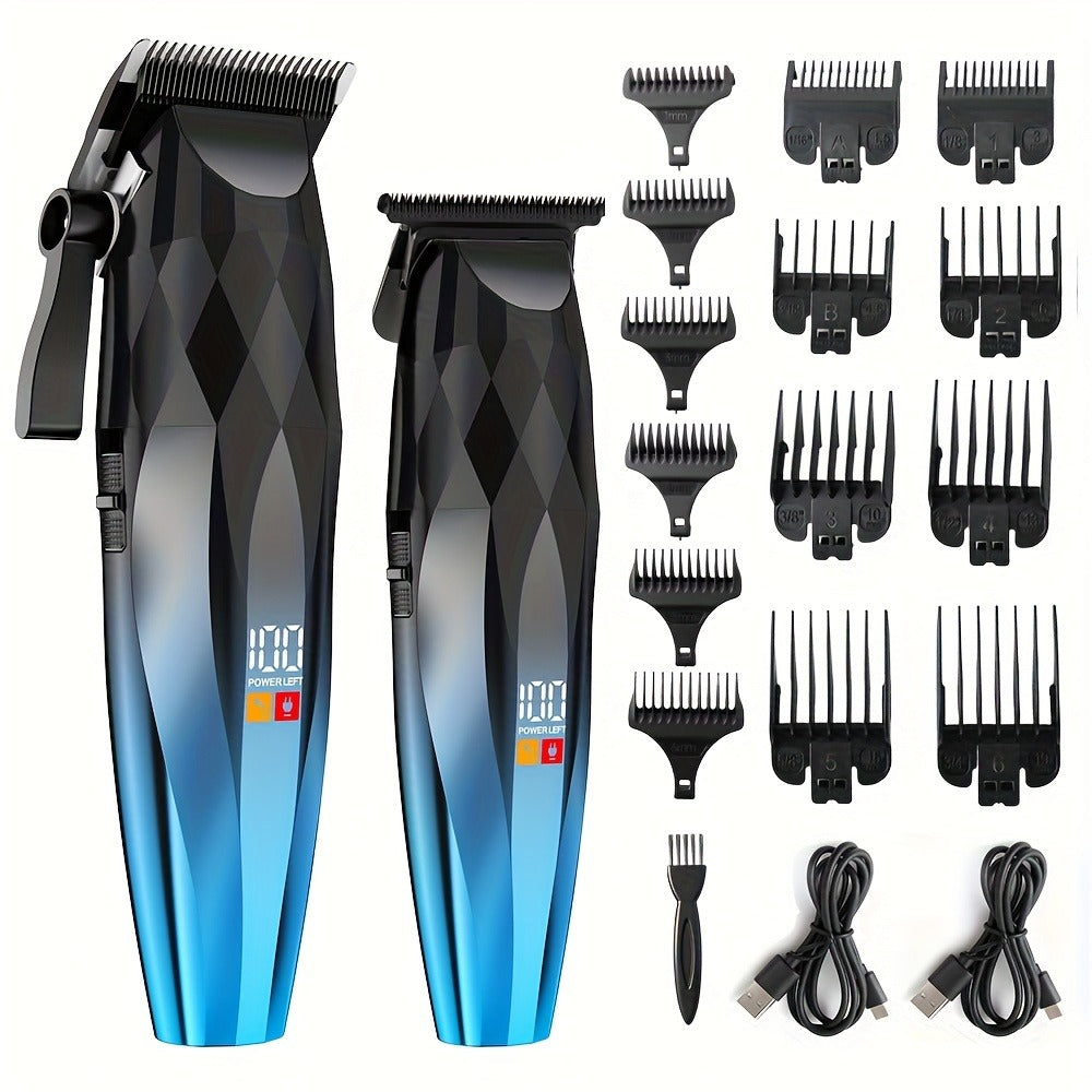 Electric Hair Clipper 2-Pack for Men - Professional Cordless Hair Trimmer Set for Home Car Business Travel, Rechargeable Portable Barber-Grade Clipper Kit, Great Gift for Men