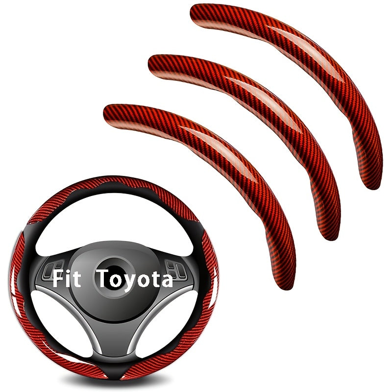 Car Steering Wheel Cover for Toyota Rav4 Corolla Camry Highlander Tundra Tacoma 4Runner Sequoia, Steering Wheel Cover, Carbon Fiber Steering Wheel Cover 3pcs Anti-Slip, Scratch-Resistant