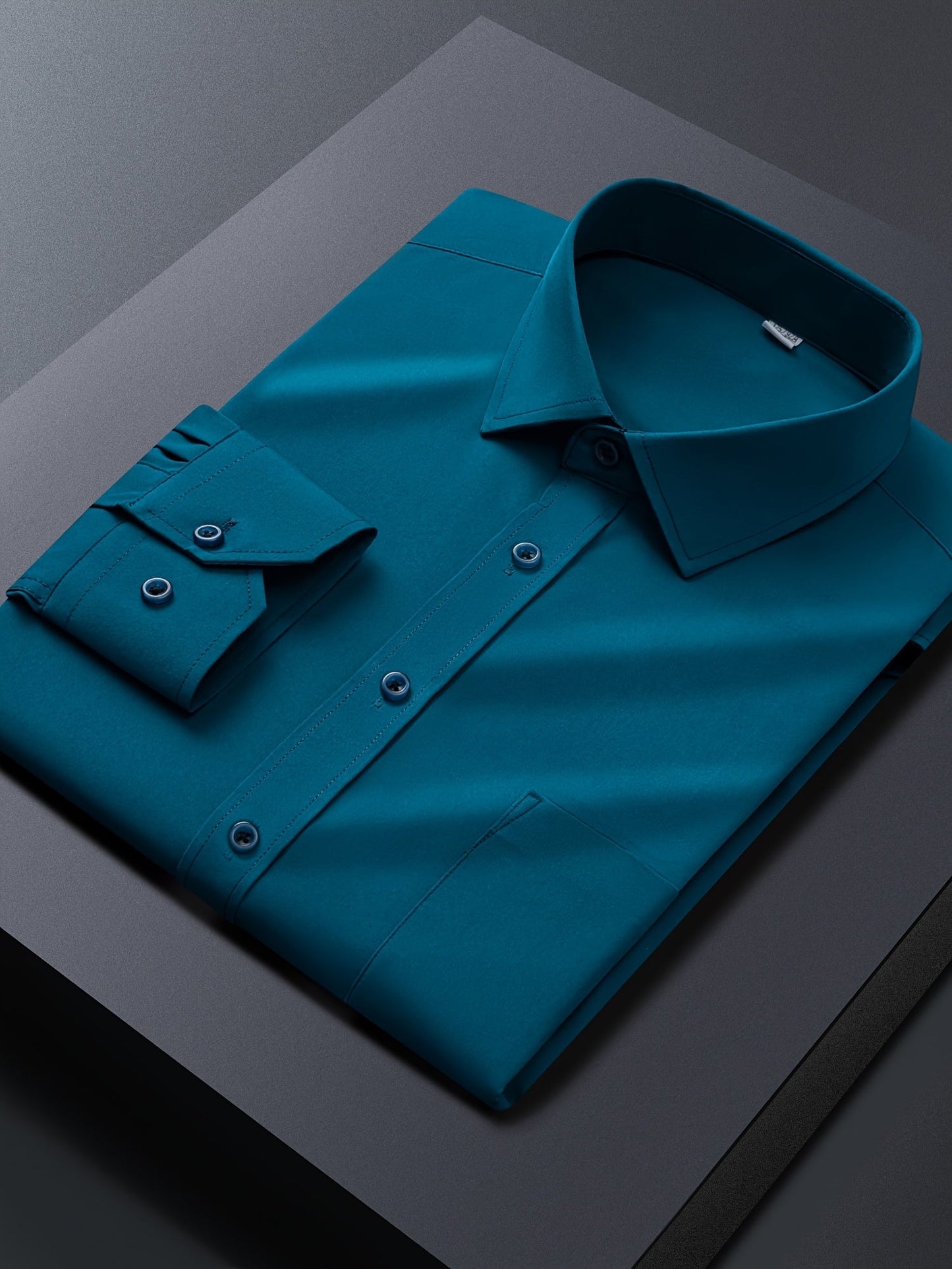 Men's Solid Long Sleeve Dress Shirt - Stretch 2