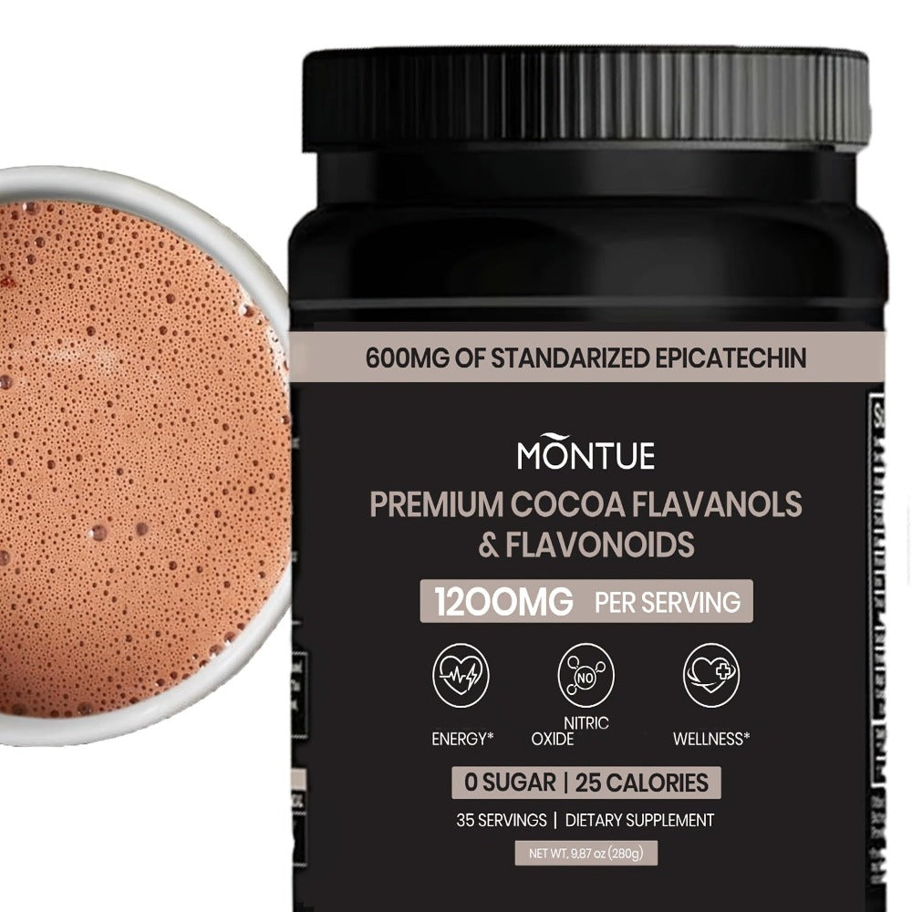 High Flavanol Cocoa Powder 1200mg Per Serving – Cocoa Flavanols & Epicatechin – Unsweetened Dark Chocolate Cacao Powder for Baking, Coffee, Smoothies & Instant Drinks – Rich Intensely Flavored