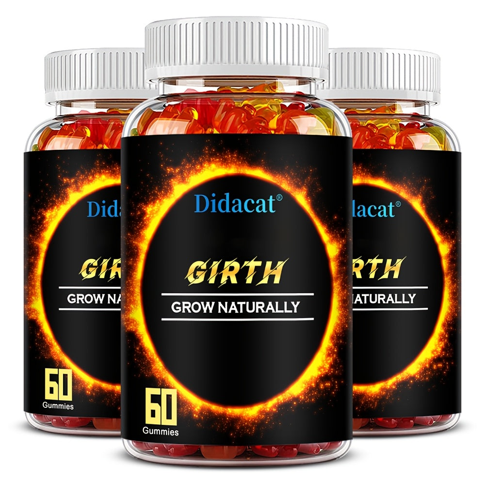 Ashwagandha Gummies for Men — GIRTH Male Vitality & Energy Supplement with KSM-66 Ashwagandha for Strength, Stress Relief & Hormonal Balance | Natural Performance Boost | 60 Gummies Per Bottle | 1 or 3 Pack