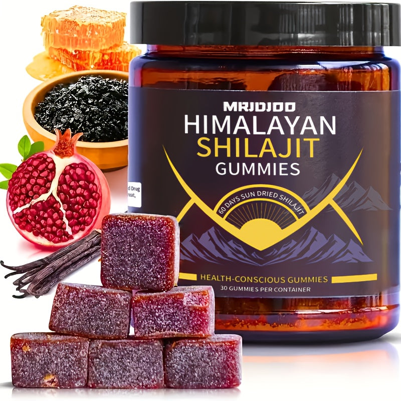 Shilajit Gummies Sugar-Free with Natural Fulvic Acid & Humic Acid | Sweetened with Manuka Honey for Energy Vitality & Mineral Support | Clean Formula 30 or 60 Gummies