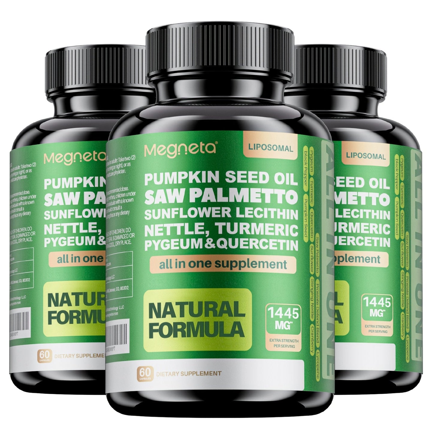 Prostate Support Supplement for Men – Saw Palmetto 33060mg with Pumpkin Seed, Pygeum, Turmeric, Quercetin & Sunflower Lecithin – Urinary & Prostate Health Formula – 60 Capsules