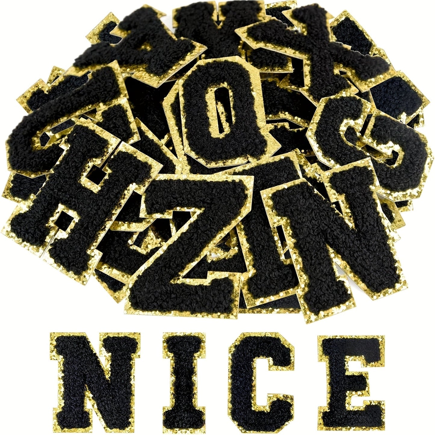 Chenille Letter Patches Self Adhesive A-Z 26pcs – Embroidered Alphabet Applique Stickers for Clothes Bags Hats Phone Cases, DIY Craft Personalized Patch Set Gift for Teens & Kids