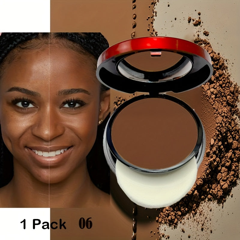 Pressed Powder Foundation Contour Matte Ful1l Coverage Oil Control Waterproof | 6 Shades Light to Dark | Blending Puff Included | 1-Pack & 2-Pack Duo Set Available
