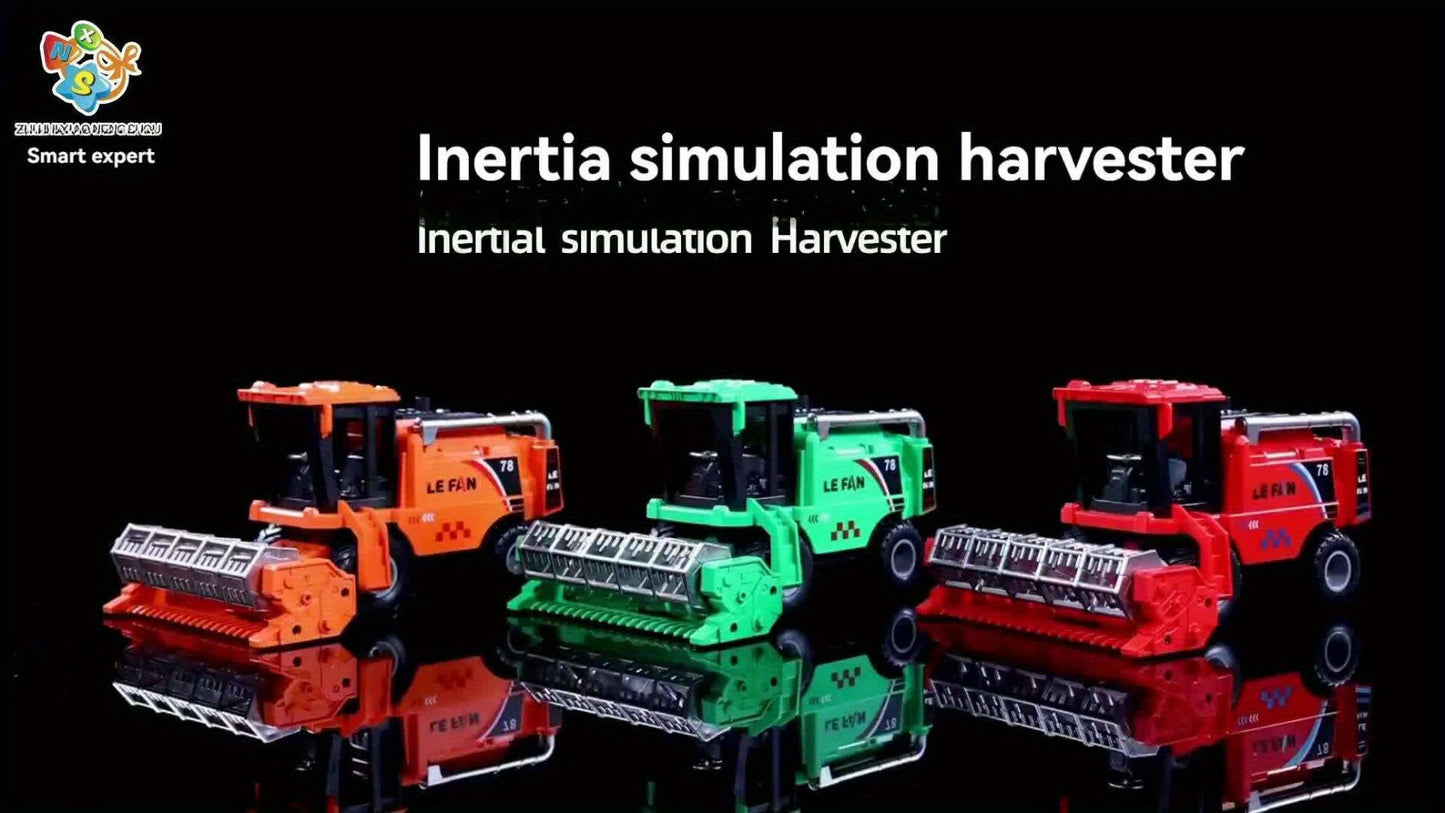 Wheat Harvester Toy Car Inertia Friction Powered Agricultural Vehicle Simulation Model for Kids Boys Girls Ages 3+ – Battery-Free Farm Truck Toy Birthday Christmas Gift