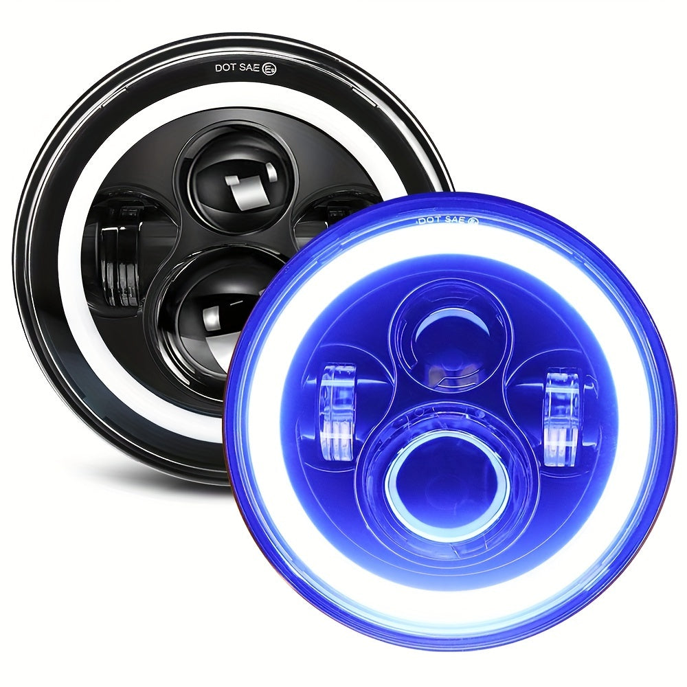 2pcs 7 Inch Round LED Headlight with Clourful Drl And Amber/Blue/Green/Red/Pink Turn Signal, High/low Beam Approved for JEEP for Wrangler JK TJ CJ