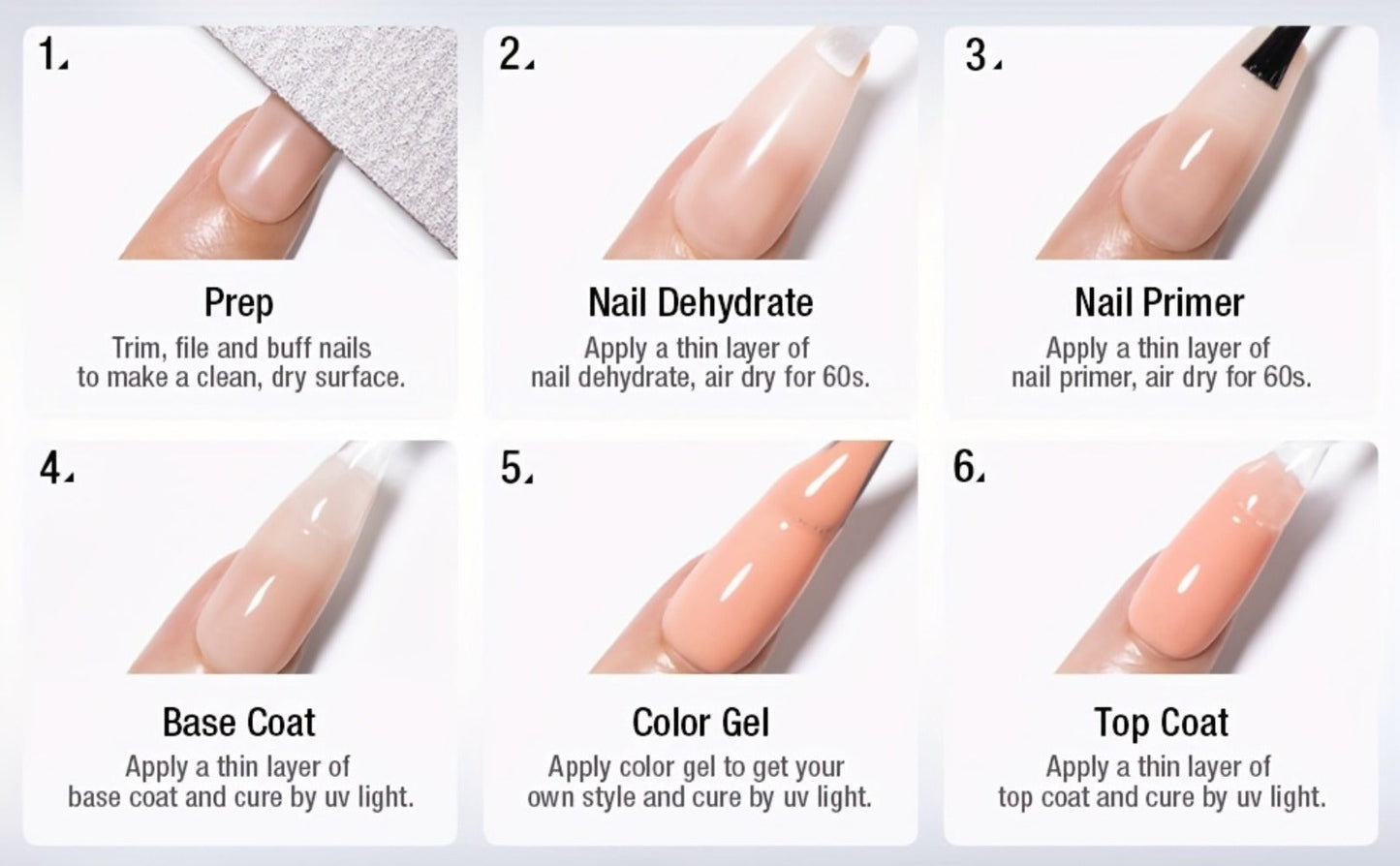 Gel Nail Dehydrator & Primer Kit 4-Piece - Nail Prep Dehydrator, Bonding Primer, Gel Base Coat & Top Coat for Long-Lasting Chip-Free Gel Nails, Home DIY & Salon Use