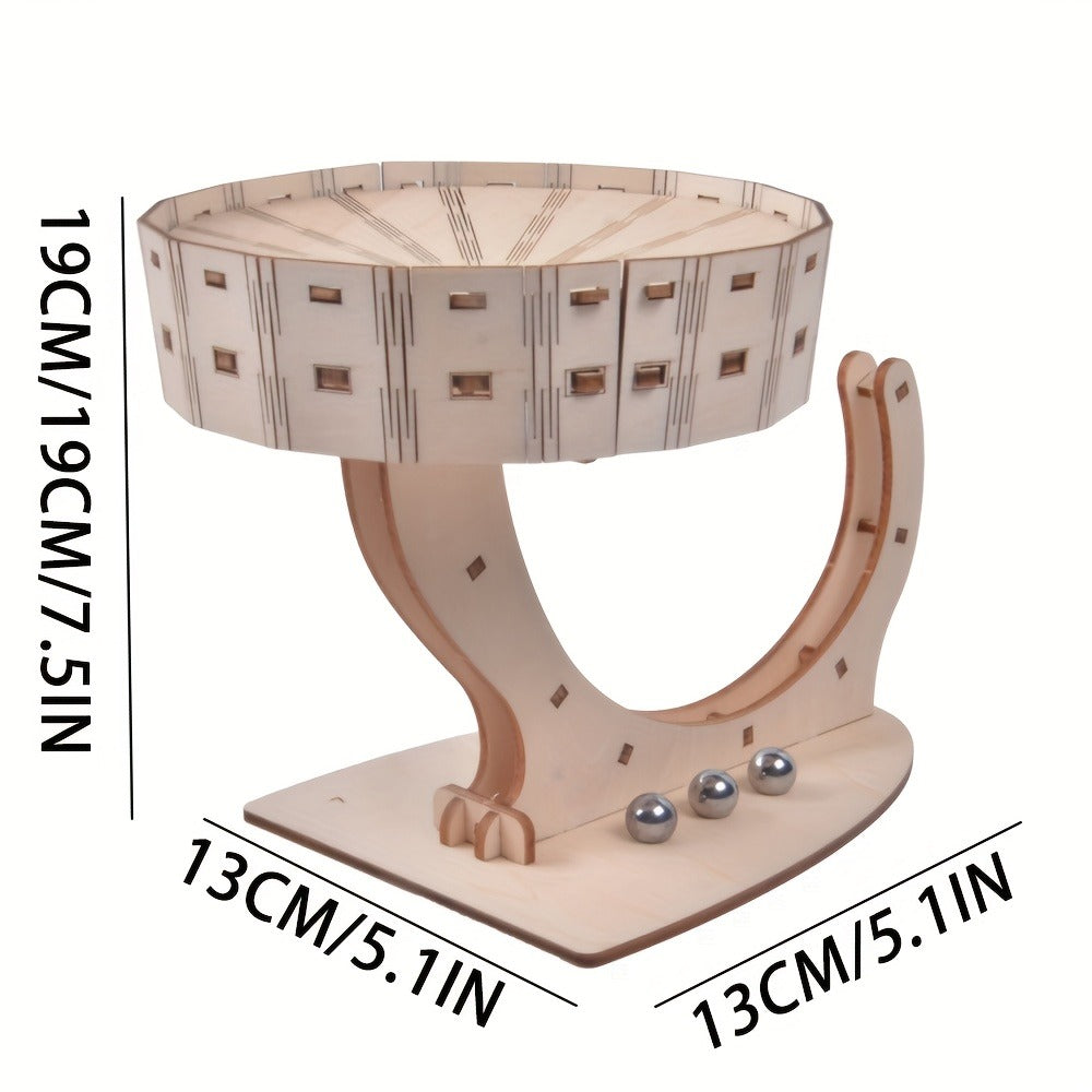 Perpetual Motion Machine Puzzle Kit 3D Wooden – Metal Ball Kinetic Sculpture, Mechanical Brain Teaser STEM Model, Unique Birthday Christmas Gift for Adults Teens Men Women Engineers
