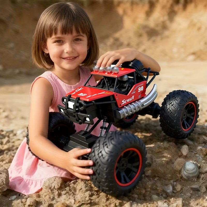 High Speed RC Off-Road Truck for Boys 6 8 10 – Large 4WD All-Terrain Remote Control Car USB Rechargeable Battery 2.4GHz Racing Vehicle Birthday Christmas Gift Kids Black Red
