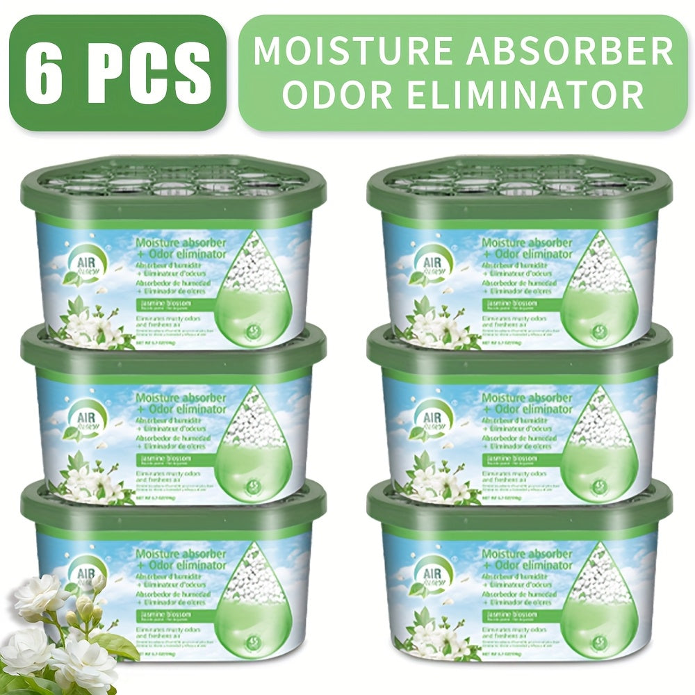 Moisture Absorber Dehumidifier Box 6-Pack – Odor Eliminator & Humidity Controller for Closet, Bathroom, Kitchen, Pantry, Boat & RV – Lavender Vanilla, Fresh Linen, Jasmine Blossom, Bamboo Charcoal