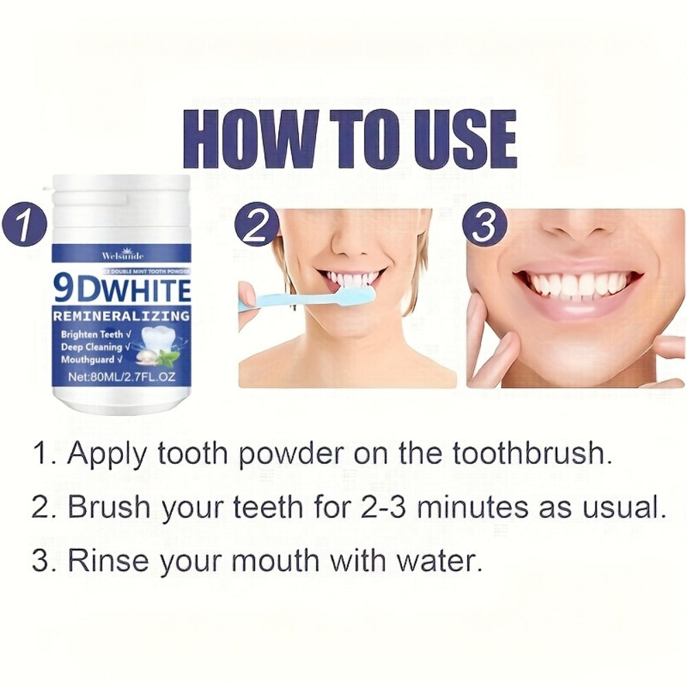 Hydroxyapatite Tooth Powder 2-Pack Remineralizing Fluoride-Free Deep Cleaning Whitening Mint Toothpowder for Sensitive Teeth Enamel Repair Daily Oral Care Gift